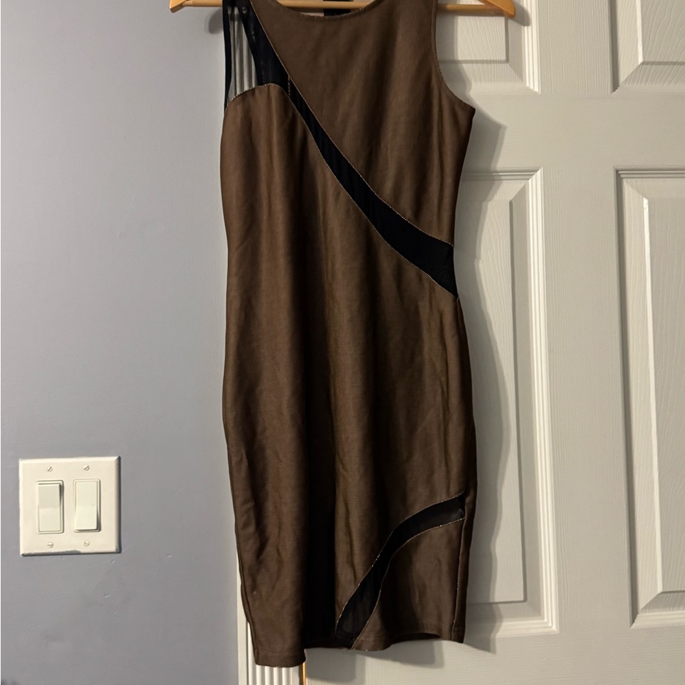 Forever 21 Brown Asymmetrical One Shoulder Cocktail Dress